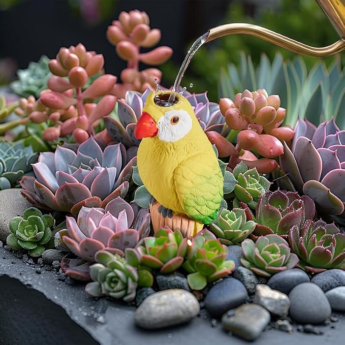 Yeswhat Self Watering Plant Spikes 4 Pack, Terracotta Parrot Automatic Plant Waterer for Indoor Outdoor Plants, Slow Release Watering Stakes, Vacation Plant Watering Devices for Potted Plants Garden