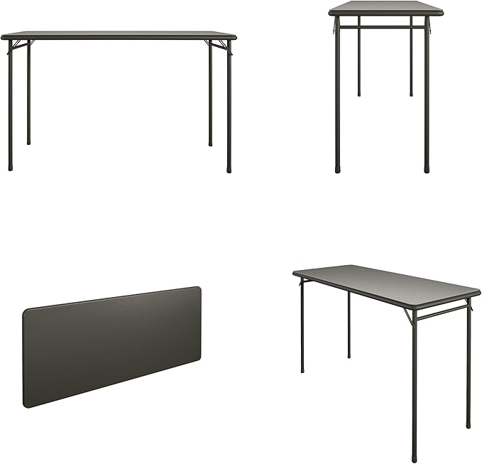 COSCO 20" x 48" Vinyl Top Folding Table, Black