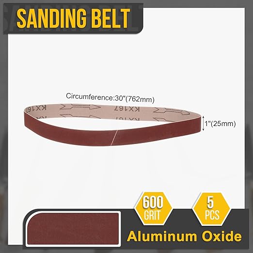 1 x 30 Inch Sanding Belt, 5 Pcs 600 Grit Knife Sharpener Belts Work Sharpening for Belt Sander Knife Carving Tool Metal Working