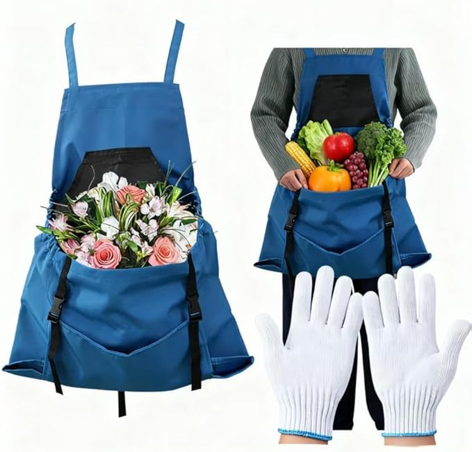 Women's Gardening Apron with Pockets, Durable Garden Harvesting Apron for Outdoor Picking