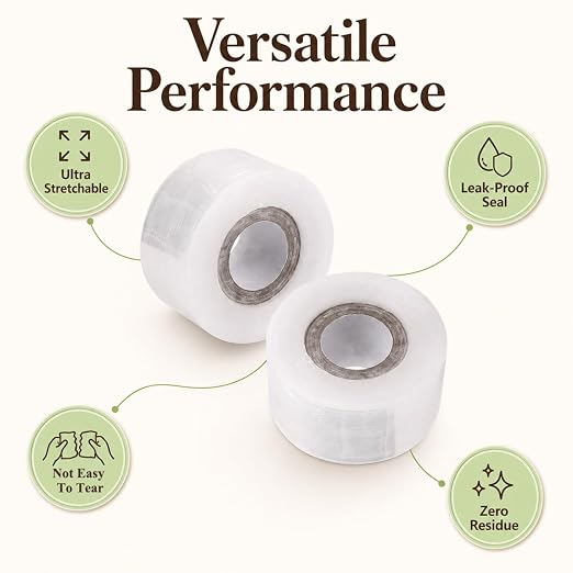 2 Roll Clear Petri Dish Film,Clear Grafting Tape Grafting Film,Stretchable Garden Grafting Tape Plants Repair Tapes,Sealing Poly Films for Petri Dish and Nursery Grafting