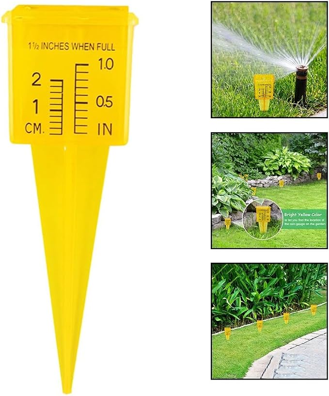 Garden Rain Gauge for Accurate Watering Tracking, Outdoor Lawn Rainfall Collector with Large Readable Scale, Yellow(10pcs)