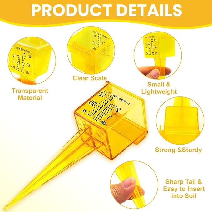 4 Pcs 1.5" Bright Yellow Rain Gauge Wide Mouth Sprinkler Gauge for Outdoor Lawn Garden