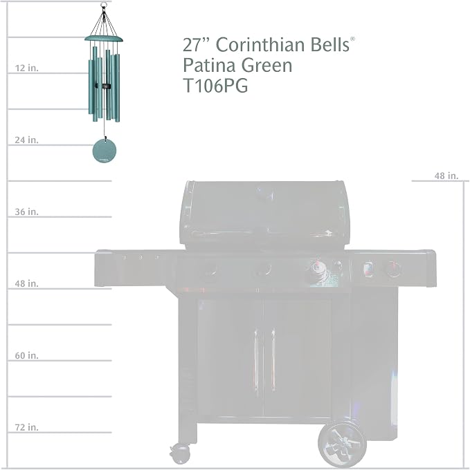 Corinthian Bells by Wind River - 27 inch Patina Green Wind Chime for Patio, Backyard, Garden, and Outdoor Decor (Aluminum Chime) Made in the USA