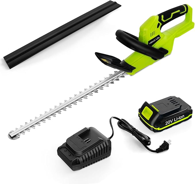 Leisch Life Cordless Hedge Trimmer, 20V Bush Trimmer, Handheld Hedge Cutter, Grass Shrub Trimmer, Lightweight Trimmer(Battery & Charger Included)