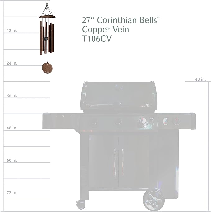 Corinthian Bells 27 Inch Copper Vein Wind Chimes for Outside, Memorial Outdoor Wind Chime with Soothing Tone, Made in USA