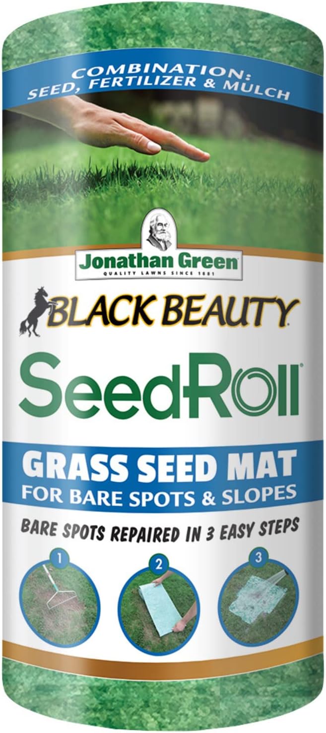 Jonathan Green (10410) Black Beauty SeedRoll Grass Seed Mat - Cool Season Lawn Seed, Fertilizer, & Mulch (50 Sq. Ft.)