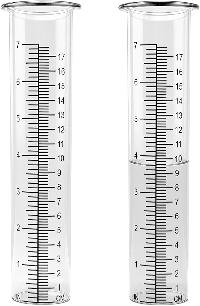 YJFWAL 2Pack 7" Plastic Rain Gauge Replacement Tube, 8.26 x 2.26 inches Cold Resistance Crack Resistance for Outdoor Yard Garden Lawn