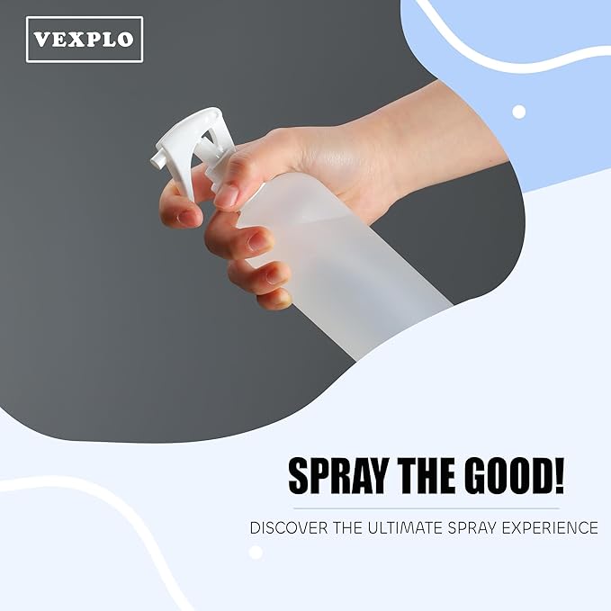VEXPLO Spray Bottles Plastic Water Spray Bottle for Hair, Ultra Fine Mist Empty Mister Spray Bottles for Hair, Cleaning, Plants, Pets, Barbers, Salons, Essential Oil Scents, 2 Pack 10 oz (300ML)