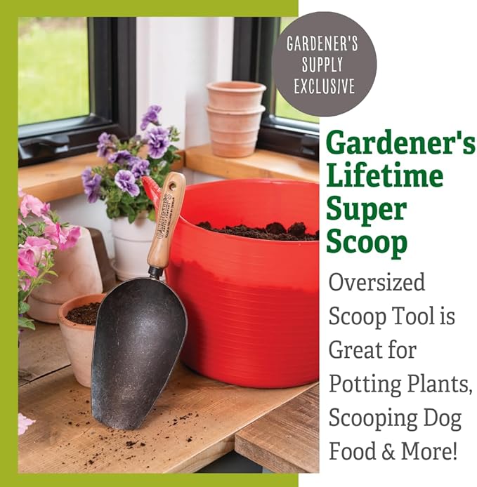 Gardener’s Supply Company Lifetime Super Scoop | Heavy-Duty Steel Garden Multi-Use Oversized Scooping Tool | for Potting Plants, Gardening, Scooping Soil, Dog Food & More!