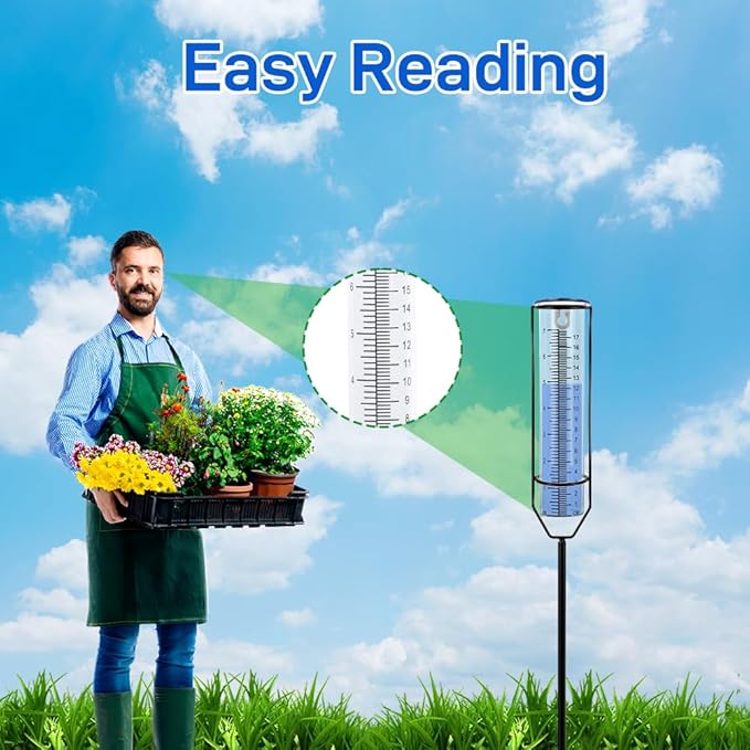 2 Pack Plastic Rain Gauge Replacement Tube with 7 Inch Capacity Freeze Proof Rain Water Gauge for Garden Yard Outdoor, Clear