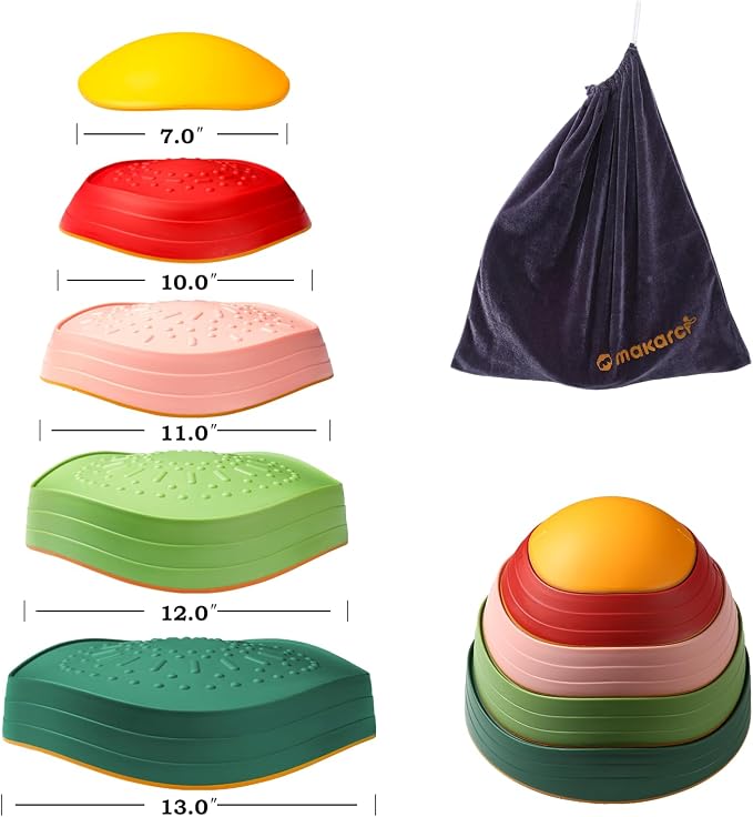 makarci Balance stepping stones for kids, non-slip toddlers sensory toys outdoor or indoor play, promoting motor skills and confidence,Coordination Toys for children age 3 4 5 6 7+（forest）