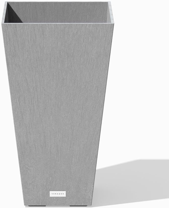 Veradek V-Resin Indoor/Outdoor Taper Planter (24 inch, Gray)
