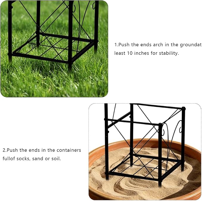93" Garden Arched Arbor with Planters Outdoor Metal Garden Trellis Flat Top | Arch Trellises for Climbing Plants Vegetables Rose Vine Garden Archway for Backyard Patio Lawn Wedding Party Decoration