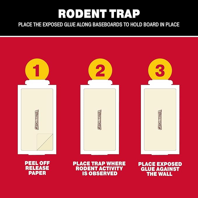 Catchmaster Compact Sticky Insect & Mouse Traps 75-Count, 3.5"x7" Glue Boards for Mice & Insects, Ultra Sticky Mouse Traps Indoor for Home Use in Garages, Basements & Attics, Capture in Tight Places