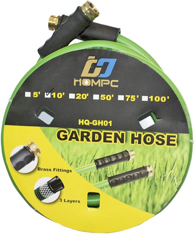 HQMPC Garden Hose 5/8"IDx20' Hose For Garden Lawn Watering Durable PVC Non Kinking Heavy Water Hose with Brass Hose Fittings (20 FEET)