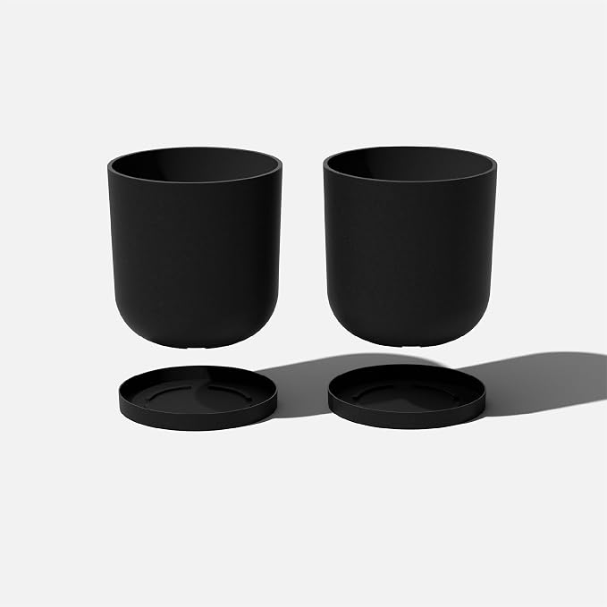 Veradek Mason Series Lima Planter - Round Planter for Indoor or Outdoor Porch/Garden | Made from Plastic-Stone Composite with Drainage Holes | Modern Décor for Succulents, Flowers, Small Plants