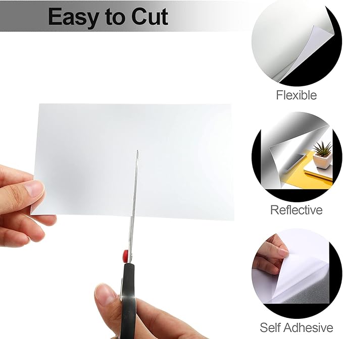 Zonon Flexible Mirror Sheets Self Adhesive Non Glass Mirror Tiles Stickers for Home Wall Decor(10 Pieces,4 x 6 Inches)