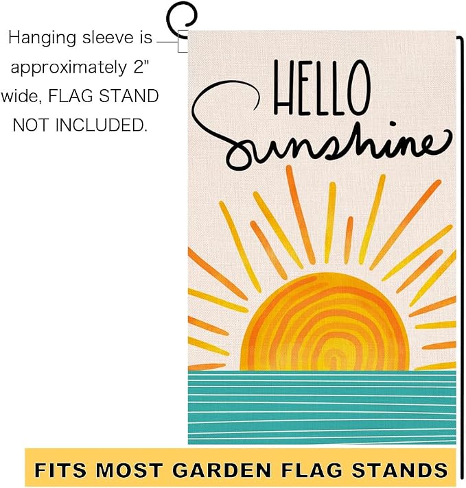 Hello Sunshine Summer Garden Flag 12x18 Vertical Double Sided Farmhouse Holiday Outside Decorations Burlap Yard Flag BW285