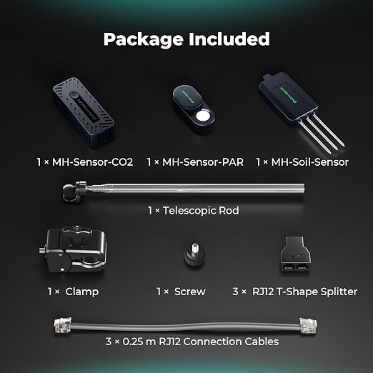 MARS HYDRO Smart Sensor Kit: PPFD, CO₂, and Soil Sensors for iControl & iHub-Pro, Precision Environmental Monitoring and Control for Indoor Growing