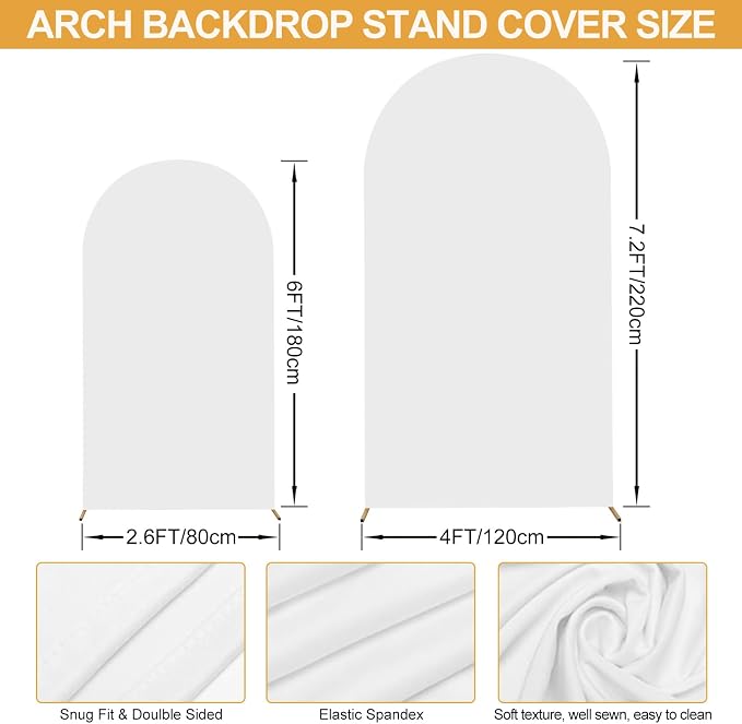 SuuWoee Arch Backdrop Stand Set of 2 With Cover (7.2FT+6FT) Gold Metal Wedding Arch Balloon Stand With Cover for Birthday Party Baby Shower Graduation Ceremony Decoration