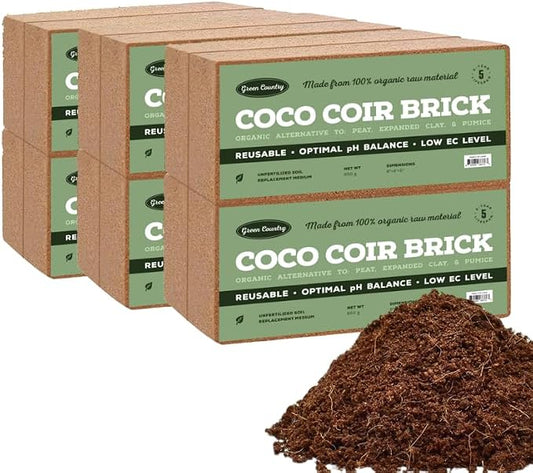 Premium Coco Coir Bricks - 12 Pack | Compressed Coconut Husk Fiber | Potting, Seed Starting, Hydroponics, Soil Amendment | Indoor & Outdoor Plants | Spring Gardening