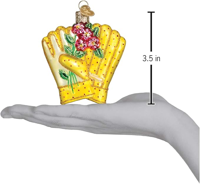 Old World Christmas Gardening Gloves Glass Blown Ornament for Christmas Tree, Handcrafted Holiday Decoration, Garden Collection