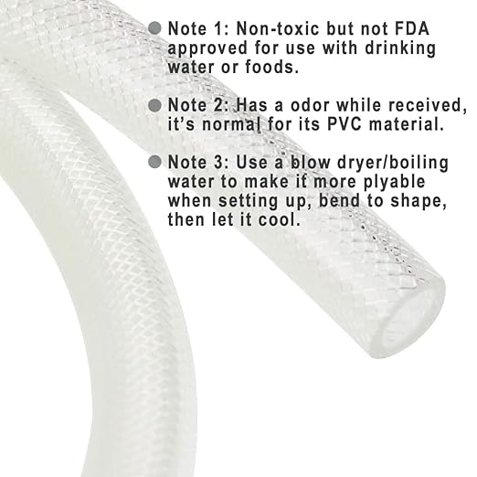 3/8" ID x 50 Ft High Pressure Braided Clear PVC Vinyl Tubing Flexible Vinyl Tube, Heavy Duty Reinforced Hose Tubing, BPA Free and Non Toxic