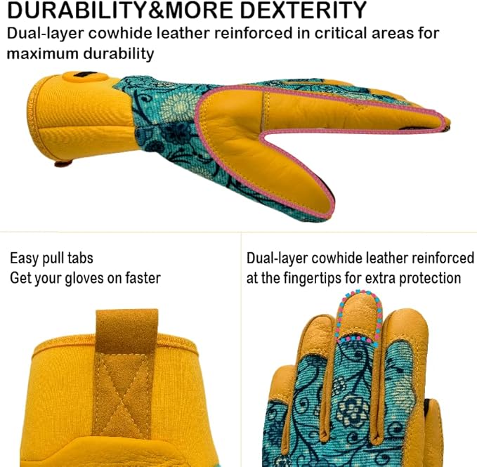 Gardening Gloves,Women Yard Work Garden Glove,Gifts | Thorn Proof,Puncture Resistant,Touchscreen,Gift,Leather,Spandex