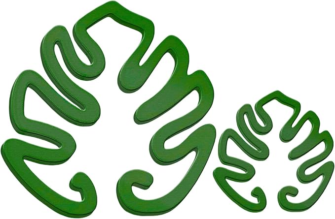 2PACKS Unique & Aesthetic Monstera Leaf Shape Grapple Plant Support, Grappler Rings, Plant Support Monstera with Ties, Keeps Plants Tame & Growing Vertical (Green)