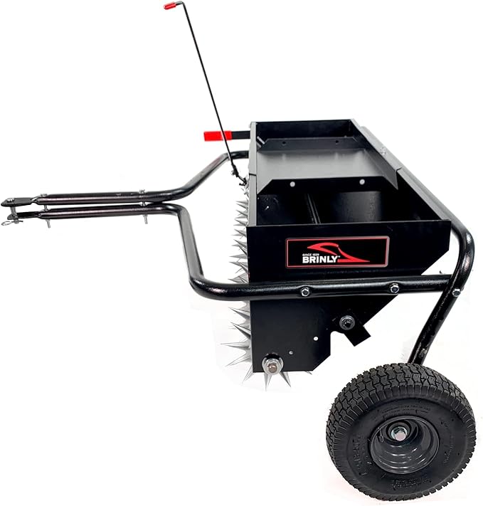 Brinly Tow Behind Combination Aerator Spreader with Weight Tray, 40-Inch, Flat Black