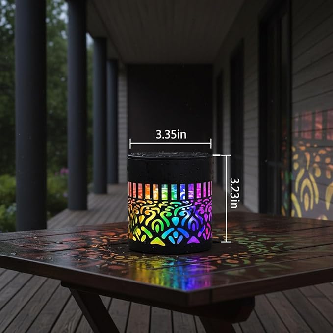 Lscsdf Seven-Color Changing Solar Mandala Projection Wall Light Decorative Solar Mandala Lights Outdoor Waterproof Metal Fence Lights for Yard Garden Post Patio Backyard Decor (2pcs)