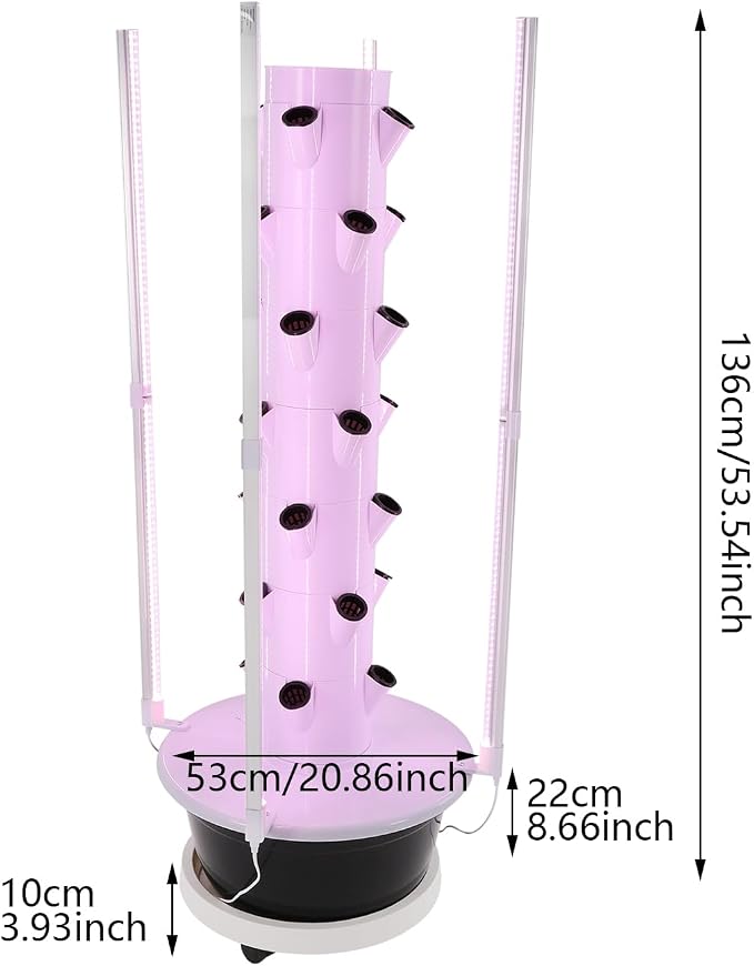 Hydroponic Growing System with LED Grow Lights, 28 Pods 7 Tiers Vertical Hydroponic Tower, Home Hydroponic Garden with Water Pump, Timer, Plants Germination Kit for Herbs, Fruits, Vegetables