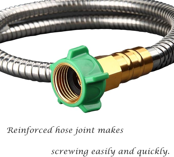 Beaulife 3FT 304 Stainless Steel Metal Garden Hose, Female to Male Metal Connector, Flexible Short Water Hose with Leakproof Fittings, Kink Free, Dog Chew Proof Leader Hose for RV, Reel Extension