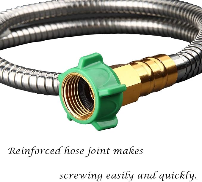 Beaulife 304 Stainless Steel Metal Garden Hose Connector 5 Feet Short Garden Water Hose Extension Extender, Drinking Water Hose Lead and BPA Free