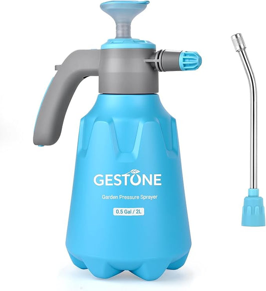 Hand Pump Sprayer 1/2 Gallon, 68 Oz Leak-Proof Water Mister Spray Bottle, 2L Handheld Garden Pressure Sprayer in Lawn and Garden, with Adjustable Nozzle, Extended Spray Rod & Safety Valve