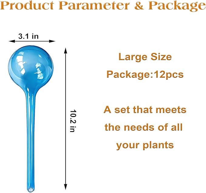 Large 12pcs Plant Watering Globes - Automatic Plant Watering Bulbs for Indoor & Outdoor Potted Plants, Durable Plastic Garden Watering Devices