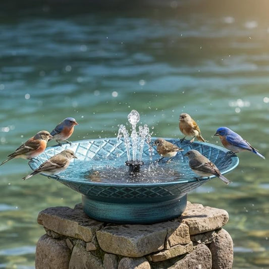 12.6" Bird Baths for Outdoors, Bird Bath Fountains Solar Power, Hummingbird Bath Fountain, Solar Bird Bath Fountain for Garden Patio Decor(Blue)