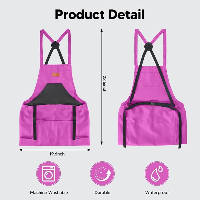 Gardening Apron,Harvest Apron with Multi-pocket for Men Women, Adjustable Cross-Back Straps, Garden Gifts for Mom,Dad