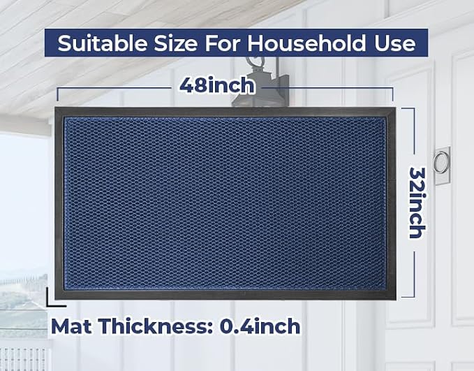 Muddy Mat® Meshy Mat™ Door Mat Heavy-Duty Quick-Dry Floor Mat, Sand & Dirt Trapper for Indoor & Outdoor, Ideal for Entrance, Mudrooms,Patios & Garages,Low-Profile,Non-Slip,Washable– Blue 32"x48"x0.4"