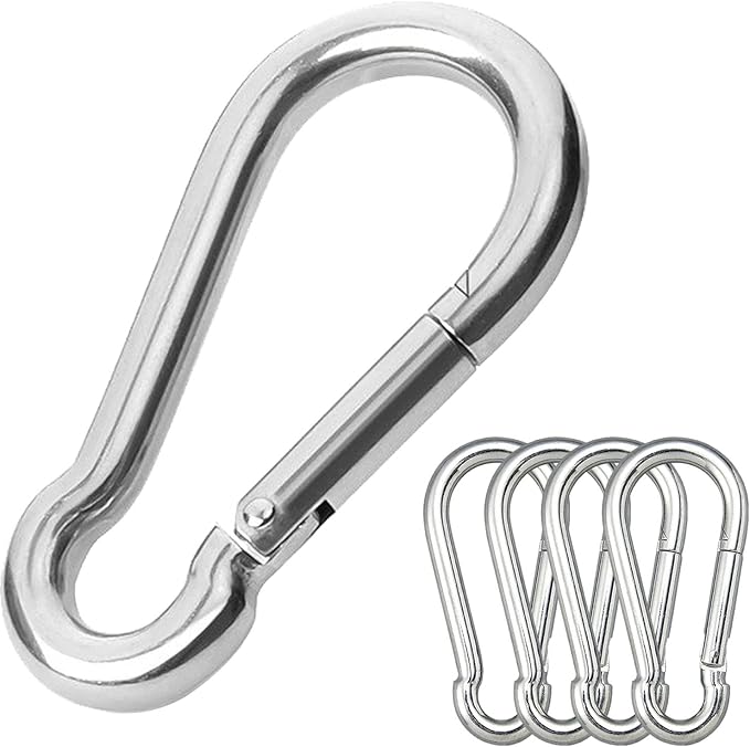 CAIDMOS 5PCS 3.15in Large Carabiner Clip, Stainless Steel Carabiner Heavy Duty, Spring Snap Hook, Locking Climbing Caribiners Clips for Gym, Plant Hanging, Outdoor Camping, Hiking. 600 lbs