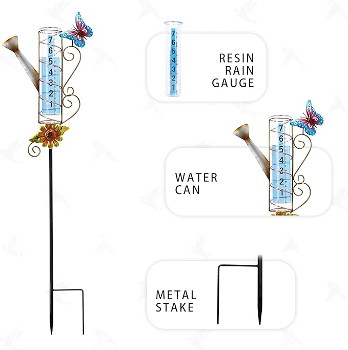 MUMTOP Rain Gauge Outdoor, 36 Inch Large Number Easy Read Water Measure Gauge for Lawn, Yard and Garden(Watering Can)