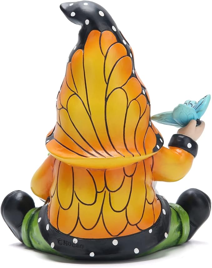Hodao Butterfly Gnome Figurine Spring Decor, Cute Resin Gnome with Floral and Butterfly Design,Decorate for Shelves, Tiered Trays, Patios, and Garden, Gift for Mom Friends Housewarming Birthday