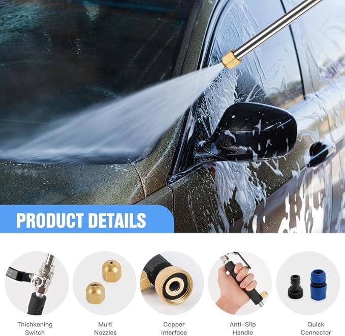 Watering Sprayer Cleaning Tool, Laopypor Hydro Jet Water Hose Nozzle, Wand Lance for Car Window Pet Washing and Plant Water