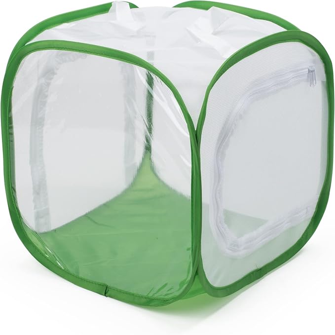 Two Doors Monarch Butterfly Habitat, Insect Mesh Cage, Caterpillar Enclosure Terrarium Pop-up (12 X 12 X 12 Inches)
