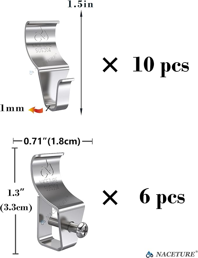 NACETURE Vinyl Siding Hooks & Screws - 16 Pack Heavy Duty No-Hole Needed Stainless Steel Hanger for Outdoor Mount Home Security Camera