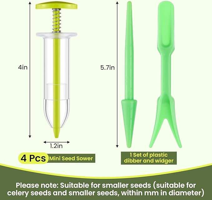 Flutesan 6 Pcs Mini Sowing Seed Dispenser Sower with 2 Transplanting Tools Hand Spreader Garden Seed Planter for Carrot Lettuce Grass and Spinach Sower(Fluorescent Yellow)