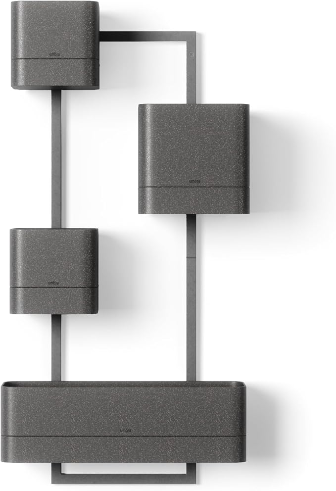 Umbra Cubiko Wall Planter with 4 Lightweight and Durable Pots (Black)