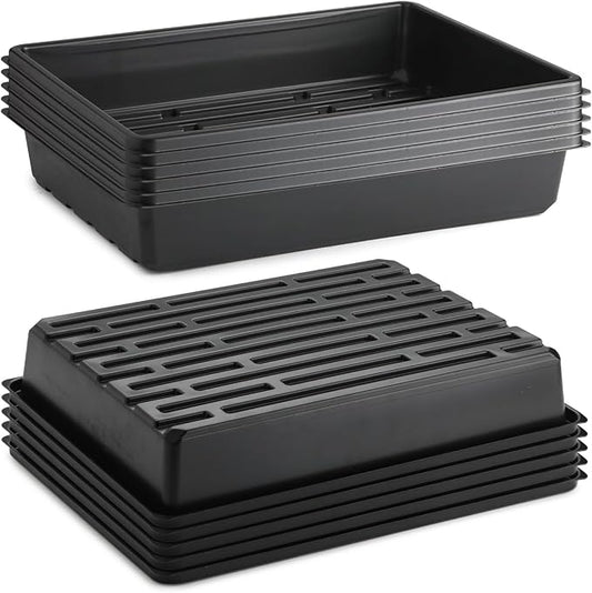 RooTrimmer 10 Pack Seed Starter Trays - Heavy Duty Plastic Flats, Fits 54 Cell Plug Tray, Seedling Tray for Carrying and Holding Plant Nursery Pot,Seed Germination & Plant Propagation (TD377)