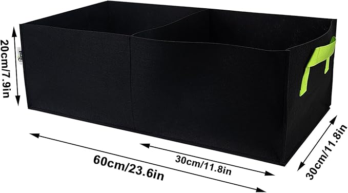 Plant Grow Bags, 5 Pack Fabric Raised Planting Bads, 2 Holes Rectangle Grow Bag, 10 Gallon Breathable Potato Tomato Planter Pots for Outdoor Vegetables Plant Flowers (Black)
